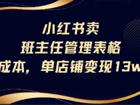 小红书卖班主任管理表格，0成本单店变现13w