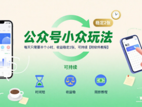 公众号小众玩法，每天只需要半个小时，收益稳定2张，可持续【附软件教程】