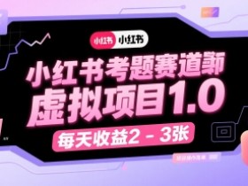小红书考题赛道虚拟项目1.0，项目操作简单，每天收益2-3张