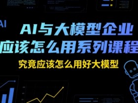 AI与大模型企业应该怎么用系列课程，究竟应该怎么用好大模型