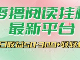 最新零撸阅读挂G平台，一键自动运行，一部手机即可操作，单日收益3张轻轻松松【揭秘】