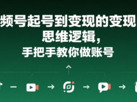 视频号起号到变现的思维逻辑，手把手教你做账号