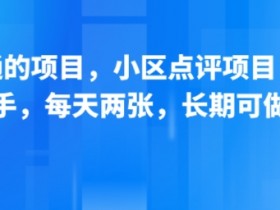 新跑通的项目，小区点评项目，动动手，每天两张，长期可做