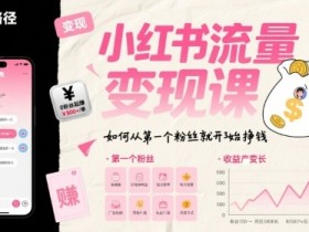 小红书流量变现课，如何从第一个粉丝就开始挣钱