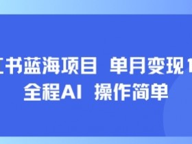 小红书蓝海项目 单月变现1w+ 全程AI 操作简单