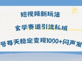 短视频新玩法玄学赛道引流私域单号每天稳定变现1k+闷声发财