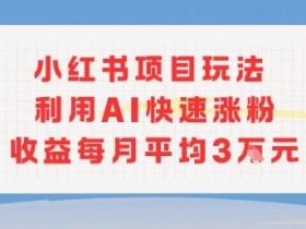 小红书商单项目新玩法，利用AI快速涨粉收益每月平均3W