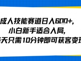 成人技能赛道日入多张，小白新手适合入局，每天只需10分钟即可获客变现