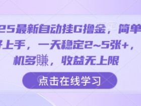 2025最新自动挂G撸金，简单操作好上手，一天稳定2~5张+，多机多賺，收益无上限【揭秘】