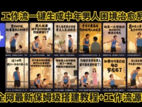 coze工作流一键生成”中年男人困境扎心高涨粉高播放量图文视频”保姆级拆解教程，无需剪辑，无需拍摄写文案