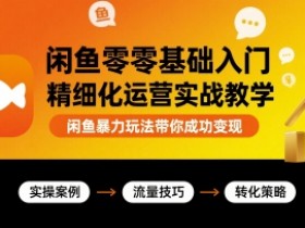 闲鱼零基础入门精细化运营实战教学，闲鱼暴力玩法带你成功变现