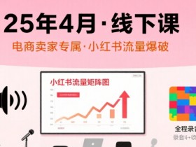 小红书25年4月线下课程，电商卖家小红书流量课，录音+图片