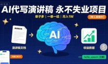 AI代写演讲稿，永不失业项目，单子多一单一结【附工具指令】