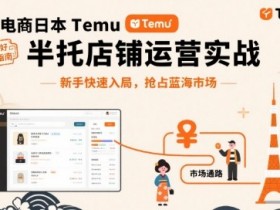 【第9647期】跨境电商日本Temu半托管店铺运营实战，新手快速入局，抢占蓝海市场