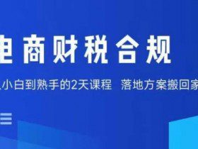 电商财税合规线下课，适合老板+财务，教你规避涉税风险，实现低成本合规经营