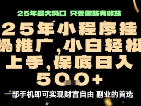 微信小程序挂G推广，解放双手，保底日入5张【揭秘】