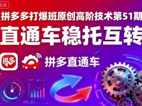 拼多多打爆班原创高阶技术第51期，直通车稳托互转