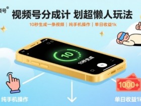 视频号分成计划超懒人玩法，10秒生成一条视频，纯手机操作，单日收益1k+【揭秘】