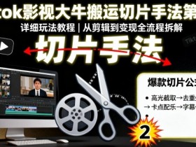 Tiktok影视大牛搬运切片手法第二期，详细玩法教程