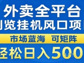 外卖全平台浏览挂G风口项目市场蓝海可矩阵轻松日入5张【揭秘】