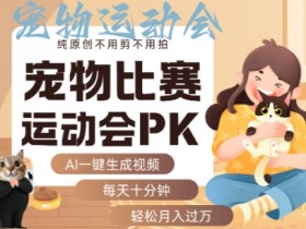 AI一键生成宠物比赛运动会PK视频，纯原创不用剪不用拍，每天十分钟，轻松月入过1W+