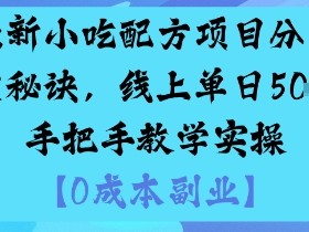 最新小吃配方项目分享独家秘诀，线上单日5张，手把手教学实操