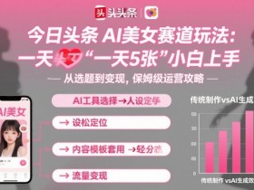 今日头条AI美女赛道玩法，一天轻松5张，小白轻松上手