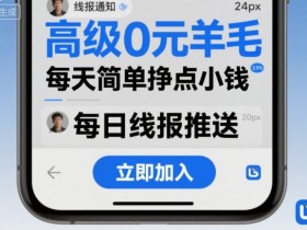 高级0元羊毛线报社群项目，每天简单挣点小钱
