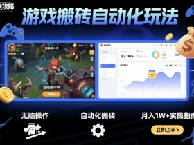 游戏搬砖自动化玩法，无脑操作，月入1W+实操指南【揭秘】