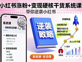 小红书涨粉+变现硬核干货系统课，带你逆袭小红书