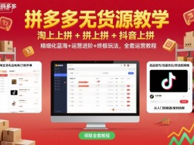 拼多多无货源教学，淘上拼+拼上拼+抖上拼，精细化蓝海+运营进阶+终极玩法，全套运营教程
