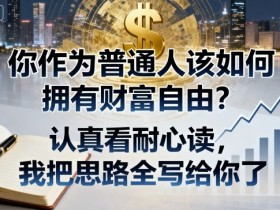 付费文章：你作为普通人该如何拥有财富自由？认真看耐心读，我把思路全写给你了