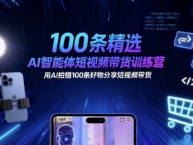 100条精选AI智能体短视频带货训练营，用AI拍摄100条好物分享短视频带货