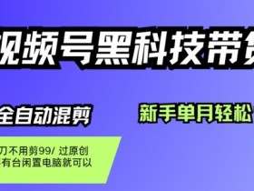 视频号黑科技短视频带货，新手一个月也1W+，纯搬运一刀不用剪，零投入【揭秘】