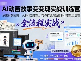 AI动画故事变现实战训练营，从素材到文案，从制作到变现，帮你打通AI动画制作变现全流程