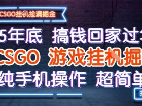 25年底搞钱回家过年，CSGO游戏挂G掘金，纯手机操作超简单【揭秘】