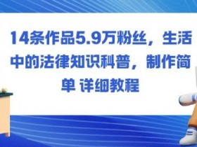 14条作品5.9W粉丝，生活中的法律知识科普，制作简单详细教程