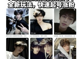 AI男颜涨粉短视频教学，全新玩法，快速起号涨粉