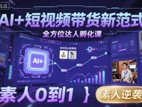 AI+短视频带货新范式全方位达人孵化课，素人也可以从0到1，全方位认知短视频带货