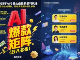 2025年AI今日头条最新暴利玩法，自动生成爆款，轻松实现矩阵日入多张