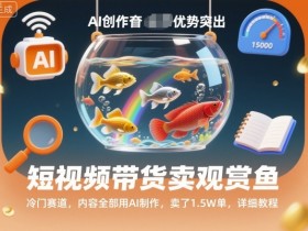 短视频带货卖观赏鱼，冷门赛道，内容全部用AI制作，卖了1.5W单，详细教程