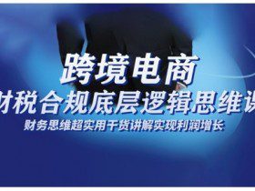 跨境电商财稅合规底层逻辑思维课，财务思维超实用于货讲解实现利润增长