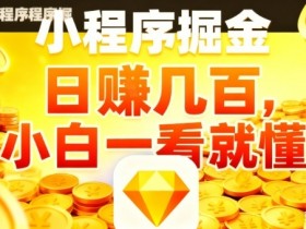 微信小程序掘金项目，日入几张，项目简单，小白一看就懂，5分钟就能学会上手操作【揭秘】