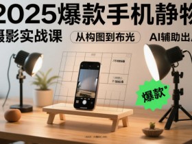 2025爆款手机静物摄影实战课，从构图到布光，不用贵设备，AI辅助出片