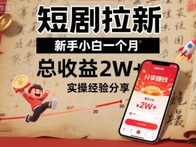 短剧拉新新手小白一个月总收益2W+实操经验分享