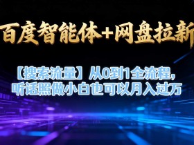 百度智能体+网盘拉新【搜索流量】从0到1全流程，听话照做小白也可以月入过1W