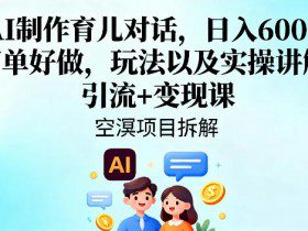 AI制作育儿对话，日入6张+，简单好做，玩法以及实操讲解，引流+变现课