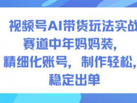 视频号AI带货玩法实战，赛道中年妈妈装，精细化账号，制作轻松，稳定出单