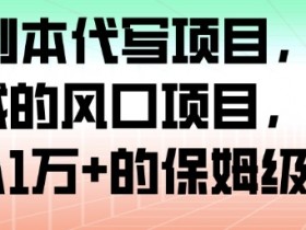 AI+剧本代写项目，细分领域的风口项目，实测月入1W+的保姆级教程