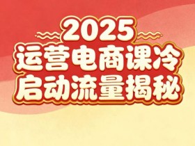 2025小红书运营电商课：新手实战＋冷启动＋流量揭秘